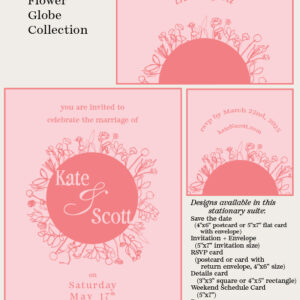 Letterpress Printed Semi-Custom Flower Globe Collection Wedding Invitation Suite - Deposit