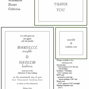 Letterpress Printed Semi-Custom Minimal Border Collection Wedding Invitation Suite - Deposit (Copy)