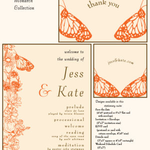 Letterpress Printed Semi-Custom Butterfly Collection Wedding Invitation Suite - Deposit