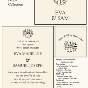 Letterpress Printed Semi-Custom Peony Collection Wedding Invitation Suite - Deposit