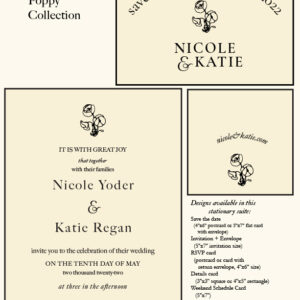 Letterpress Printed Semi-Custom Poppy Collection Wedding Invitation Suite - Deposit
