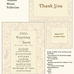 Letterpress Printed Semi-Custom Summer Bloom Collection Wedding Invitation Suite - Deposit